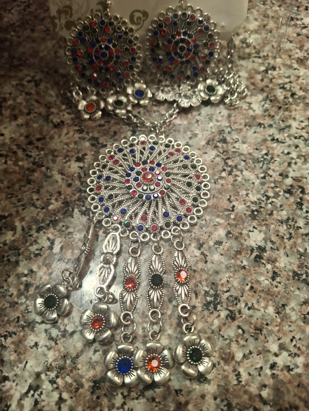 Bohemian Multi-Color Silver-Plated Statement Necklace